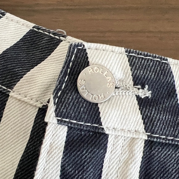 ROLLA'S Mirage Black & White Vertical Stripe Jean Shorts - Picture 4 of 6